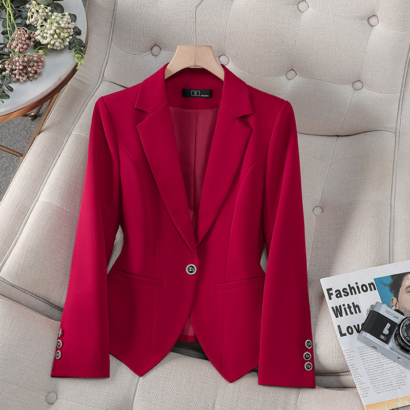 Women Formal Wear Blazers - เสื้อเบลเซอร์แฟชั่นใหม่สำหรับผู้หญิง สีแดง ขาว ดำ ชุดสูททำงานสำหรับผู้หญิง เสื้อแจ็คเก็ตสำหรับทำงาน