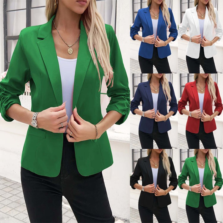 Women Formal Wear Blazers - เสื้อสูทผู้หญิงสไตล์ยุโรปและอเมริกาแบบใหม่ปี 2026 เสื้อสูทแขนสามส่วนสำหรับชุดทำงาน