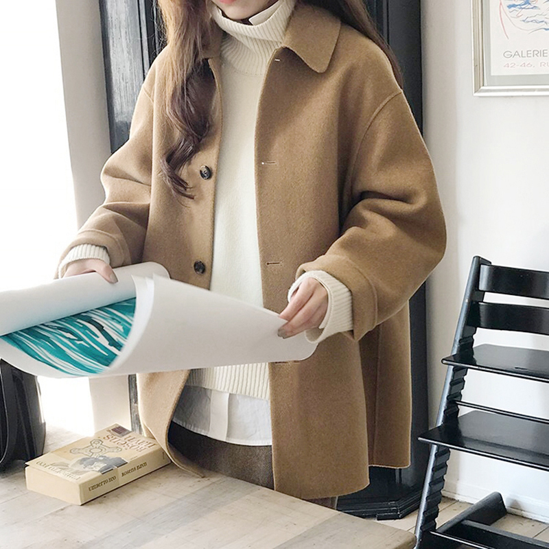 Tailored Coat Wool - Zoki ฤดูใบไม้ร่วง Faux เสื้อขนสัตว์ผู้หญิงเดี่ยว Breasted Warm
