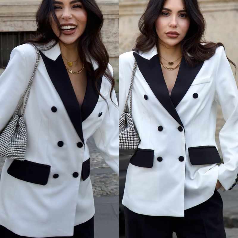 Women Formal Wear Blazers - ชุดสูทผู้หญิงสมัยใหม่ 2 ชิ้น เสื้อเบลเซอร์ กางเกงขายาว กระดุมสองแถว