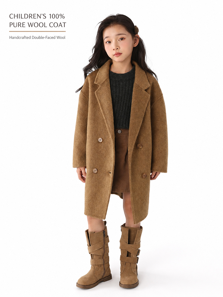 Tailored Coat Wool - เสื้อโค้ทเด็กทำจากขนแกะแท้ 100% แบบสองด้าน ไม่มีซับใน ตัดเย็บด้วยมือ ปกเสื้อแบบปกเทเลอร์