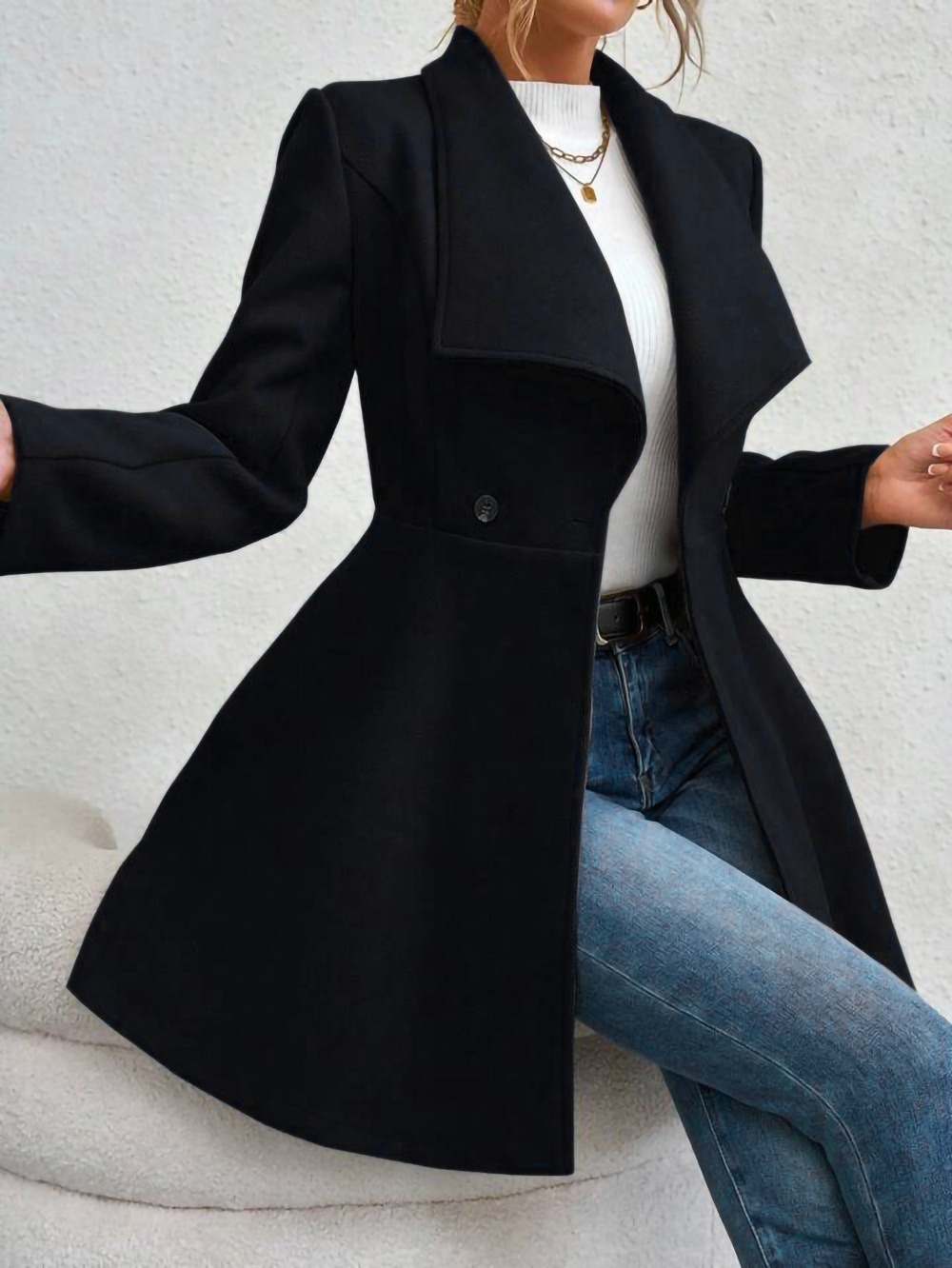 เสื้อโค้ทขนสัตว์ทรงเข้ารูป ปกบ - Tailored Coat Wool บทวิจารณ์และราคา