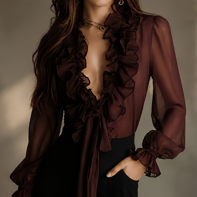 เสื้อเชิ้ตผู้หญิงทรงสวยหรู ผ้า - Women'S Formal Wear Blouse บทวิจารณ์และราคา