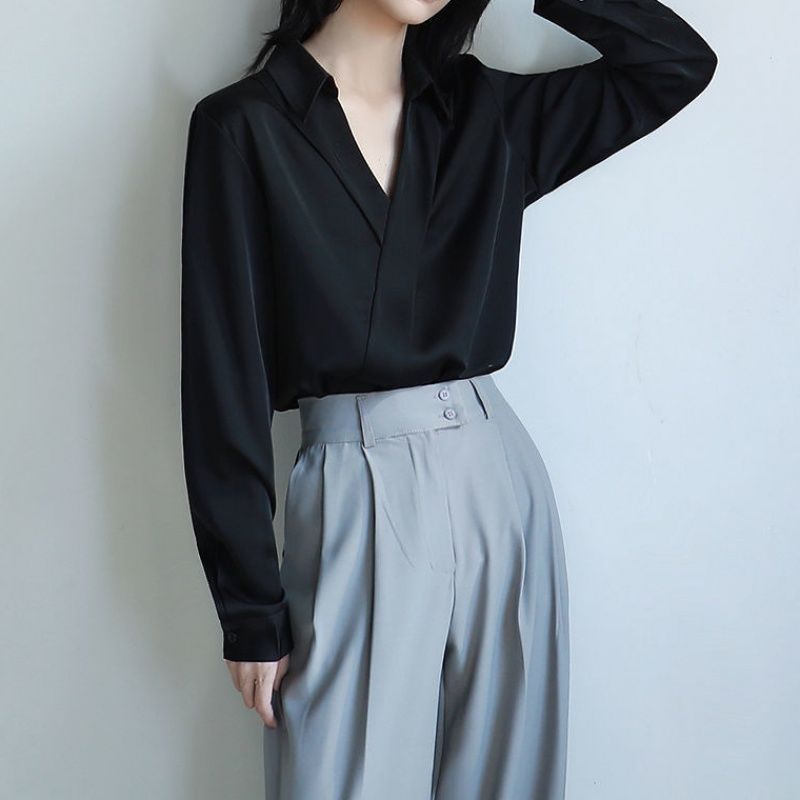Gidyq เสื้อชีฟองสีดำสำหรับผู้ห - Women'S Formal Wear Blouse บทวิจารณ์และราคา