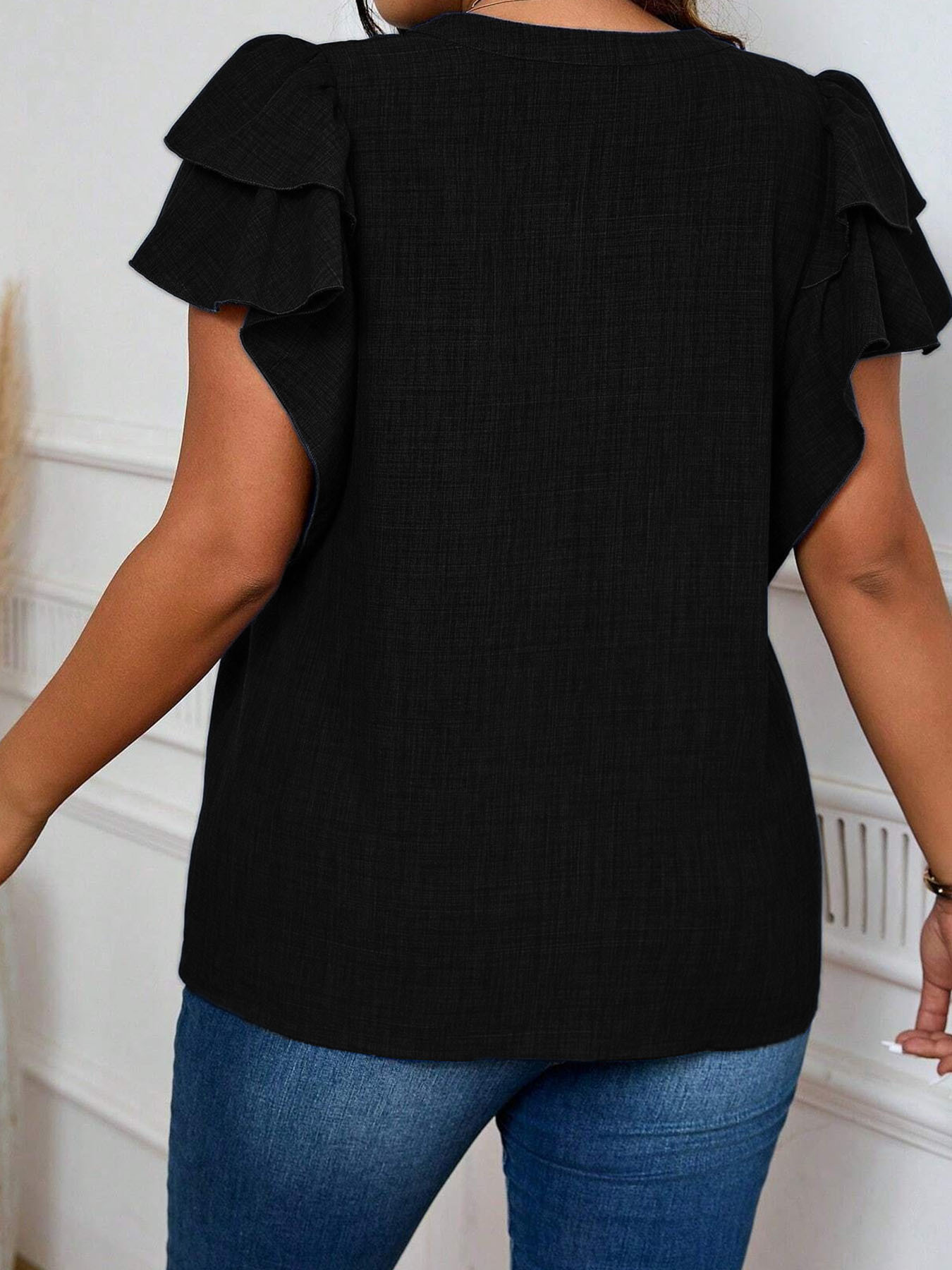 เสื้อเบลาส์คอวีแขนระบายทรงหรูห - Women'S Formal Wear Blouse บทวิจารณ์และราคา