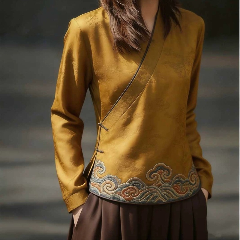 เสื้อผู้หญิงสไตล์จีนพิมพ์ลายวิ - Women'S Formal Wear Blouse บทวิจารณ์และราคา
