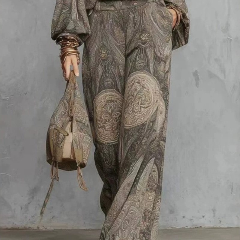 ชุดเซ็ตสองชิ้นลายพิมพ์โบโฮเพสล - Women'S Formal Wear Blouse บทวิจารณ์และราคา