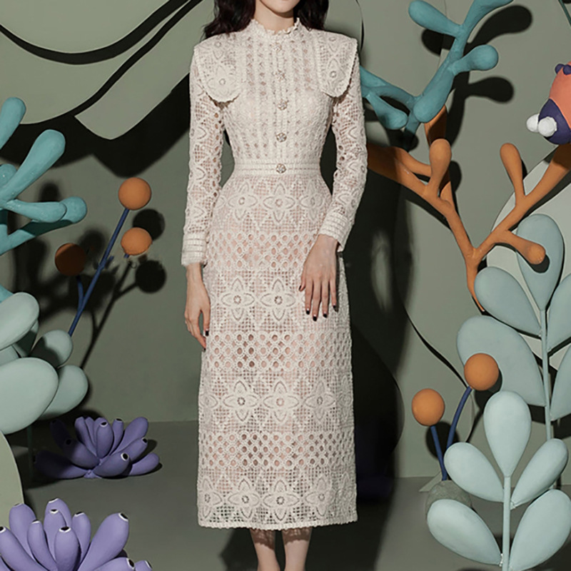 ชุดราตรีลูกไม้ปูเถา แขนยาว ปกเ - Formal Gala Wear Women บทวิจารณ์และราคา